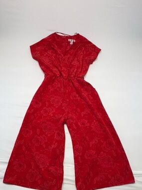 Streetwear Society Scarlet Floral Wide-Leg Jumpsuit Size Small